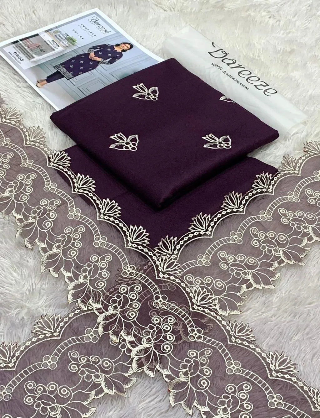 Purple Embroidered Lawn 2-Piece Unstitched Suit | Festive Summer Collection by Khaas Kapra