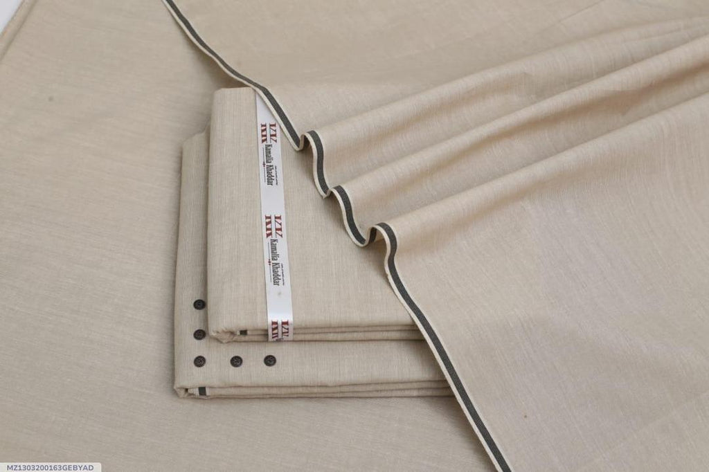 Premium Beige Khaddar Unstitched Suit for Men — 7 Metre Cotton Summer Wear