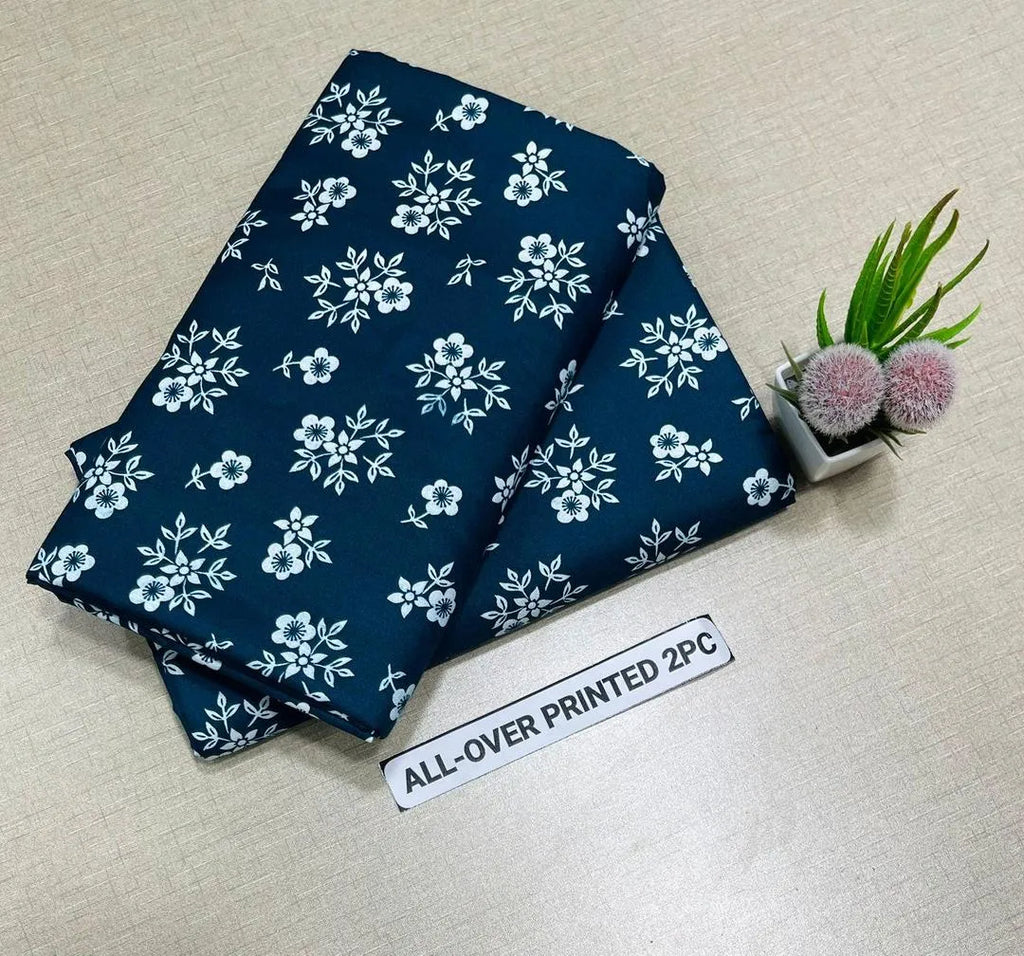 Blue Floral Digital Print Polo Cotton 2-Piece Unstitched Suit | Summer Collection by Khaas Kapra