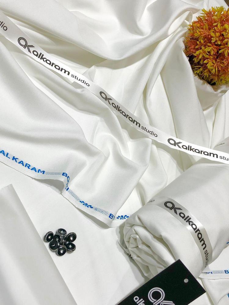 Premium Plain White Wash & Wear Unstitched Suit for Men | All Season | Khaas Kapra