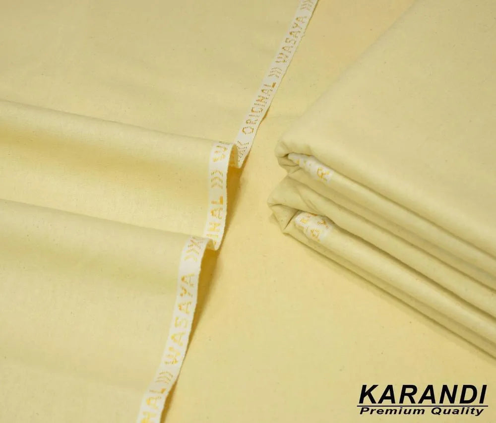 Premium Ivory Karandi Plain Unstitched Suit for Men — 7 Metre Winter Formal Wear