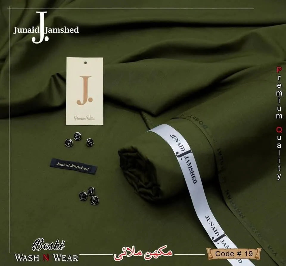 Premium Green Boski Unstitched Suit for Men – All Season Collection | Khaas Kapra