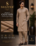Premium Light Brown Cotton Unstitched Suit for Men – Summer Collection | Khaas Kapra
