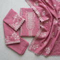 Pink Embroidered Lawn 3-Piece Unstitched Suit | Khaadi Net Dupatta | Eid Collection by Khaas Kapra