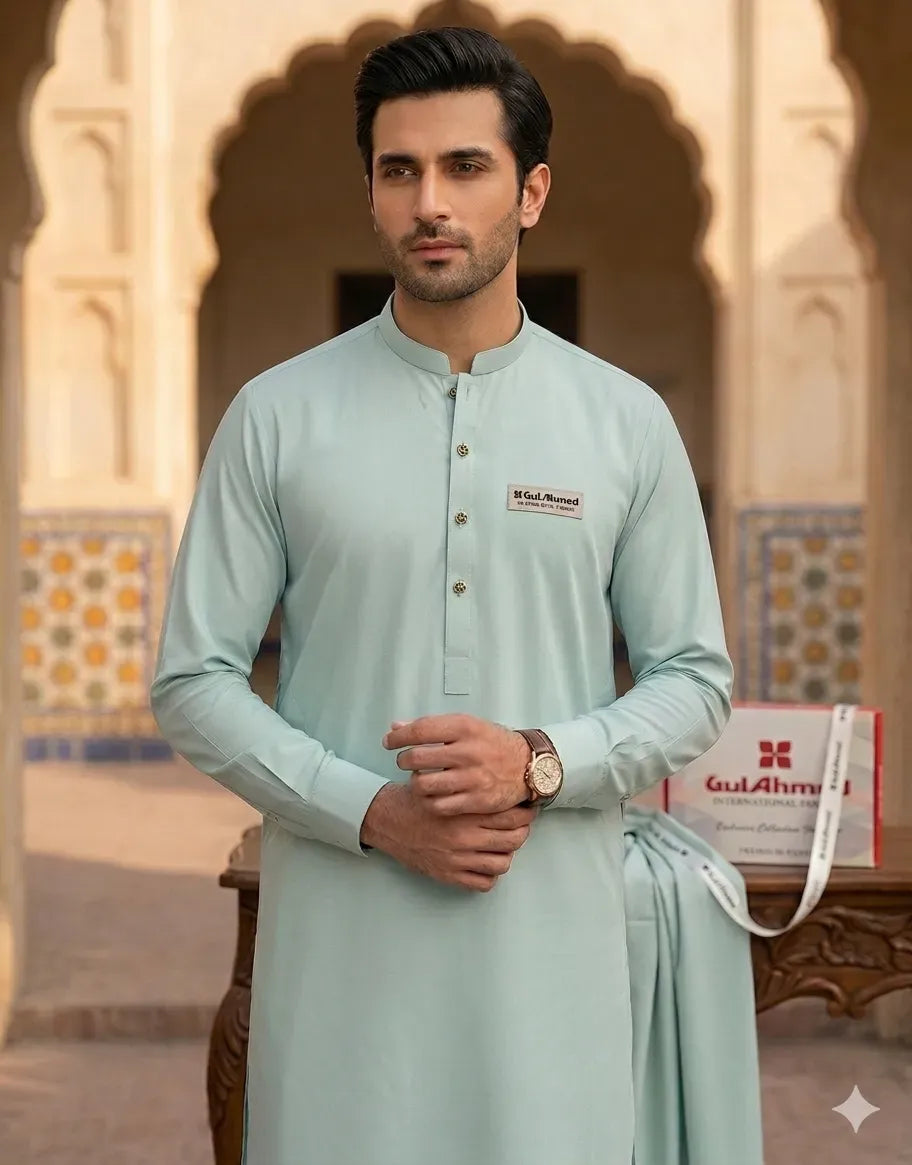 Premium Beige Wash & Wear Unstitched Suit for Men – Summer Collection | Khaas Kapra
