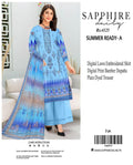 Blue Embroidered Lawn 3-Piece Unstitched Suit | Bamber Dupatta | Eid Collection by Khaas Kapra