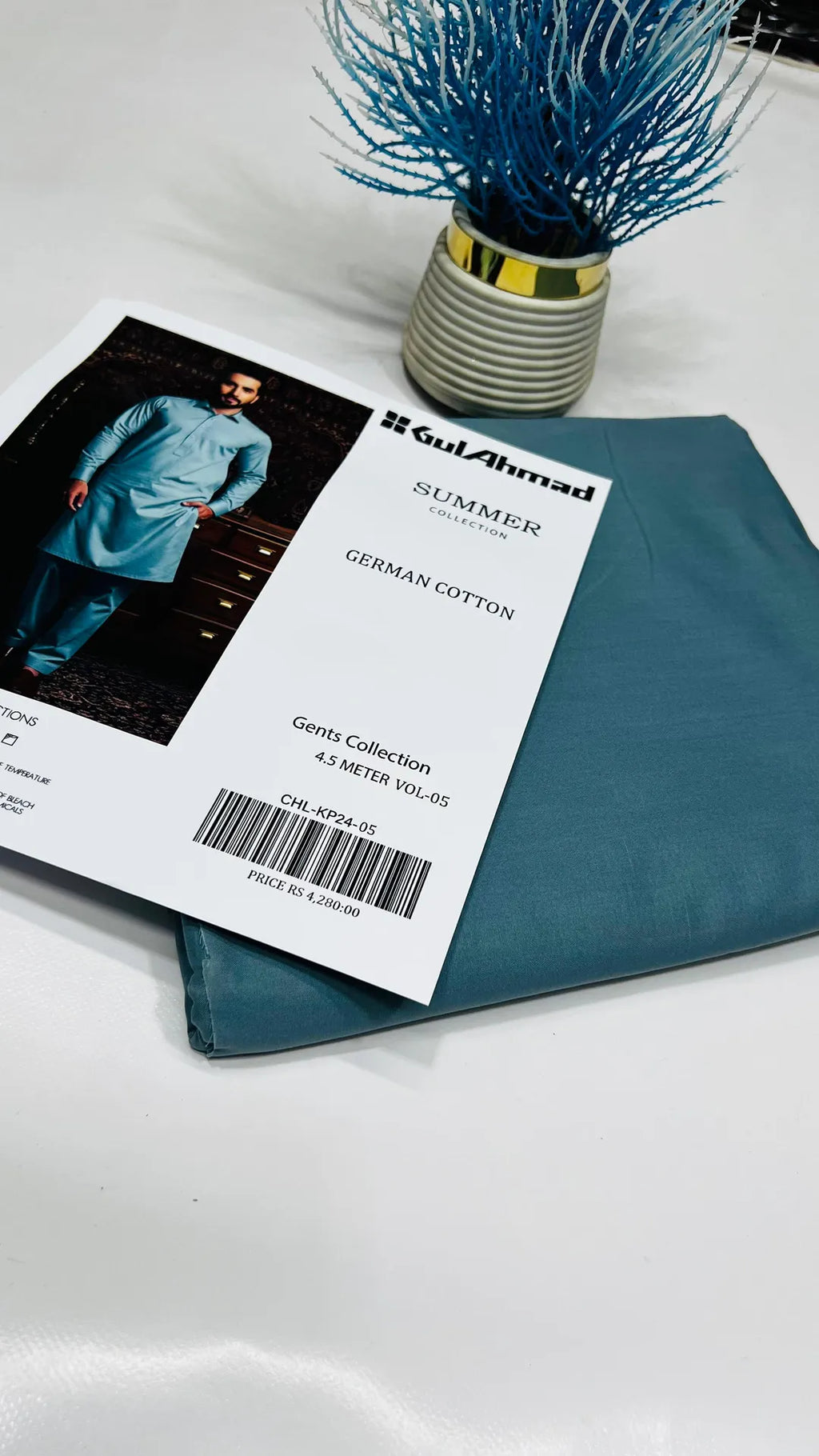 Premium Plain Blue Cotton Unstitched Suit for Men – Summer Wear | Khaas Kapra