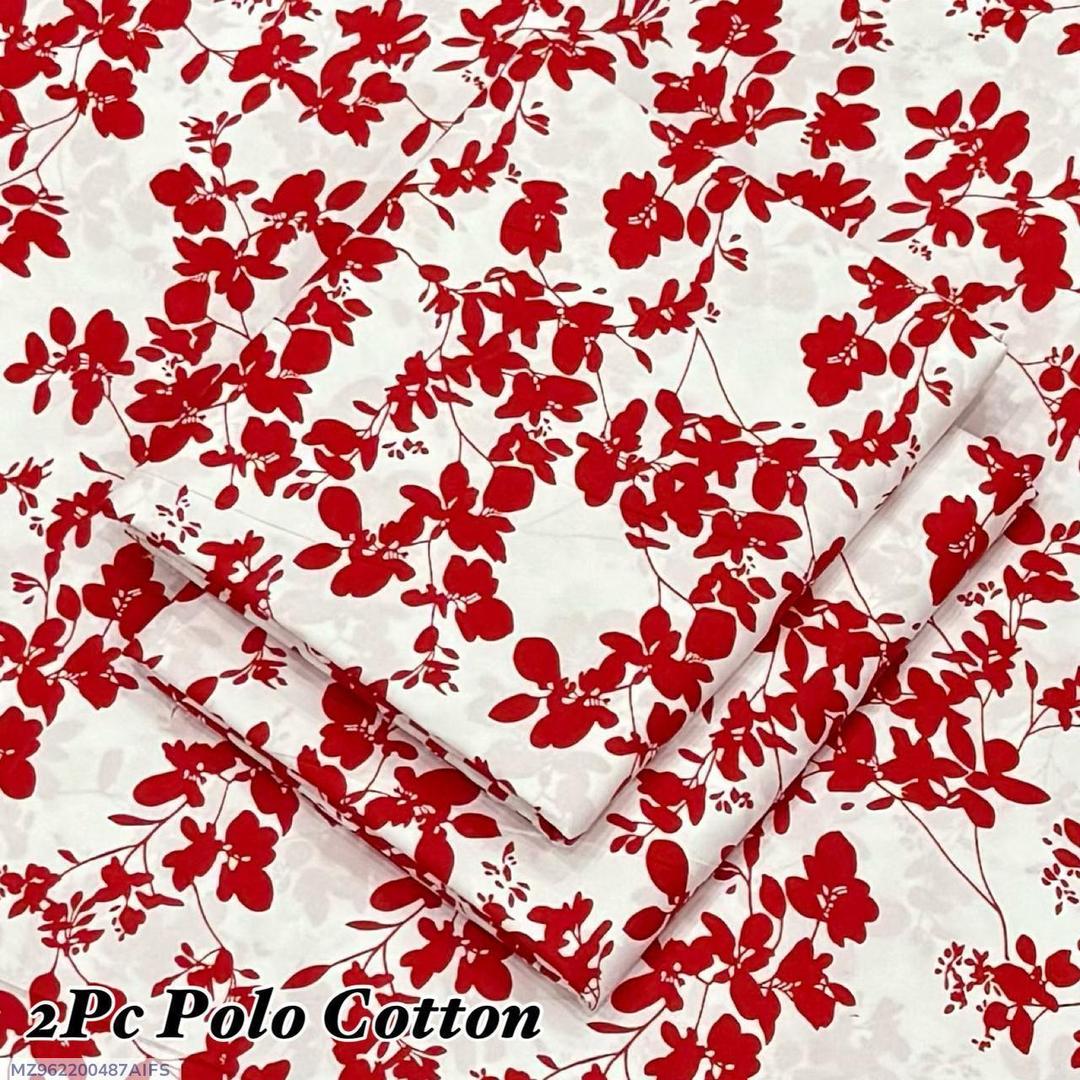 2-Piece Polo Cotton Red Floral Unstitched Suit | Festive Summer Collection by Khaas Kapra