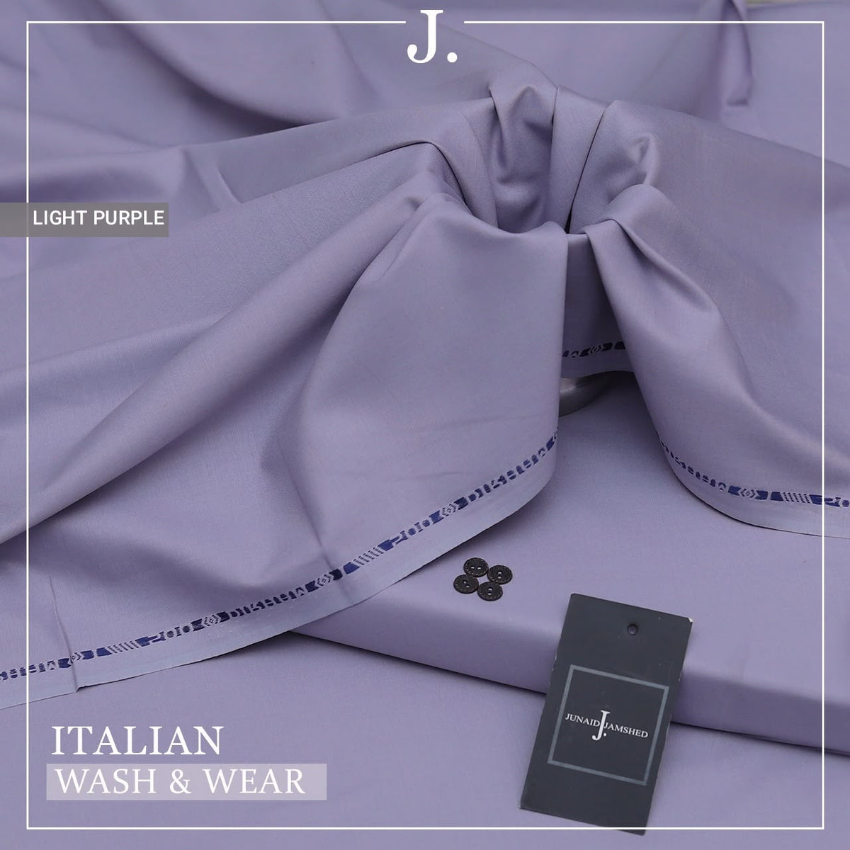 J. Junaid Jamshed Italian Wash & Wear Micro Fiber Boski Unstitched Suit for Men — 4 Metre Premium Fabric With Color variations