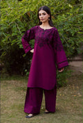 Deep Magenta Heavy Embroidered Airjet Lawn 2-Piece Unstitched Suit for Women | Allhamdulillah Summer Collection 2026
