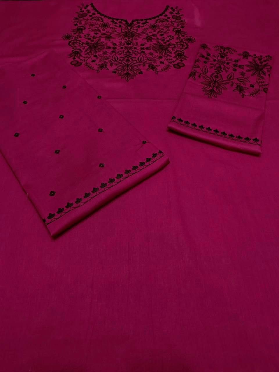 Deep Magenta Heavy Embroidered Airjet Lawn 2-Piece Unstitched Suit for Women | Allhamdulillah Summer Collection 2026