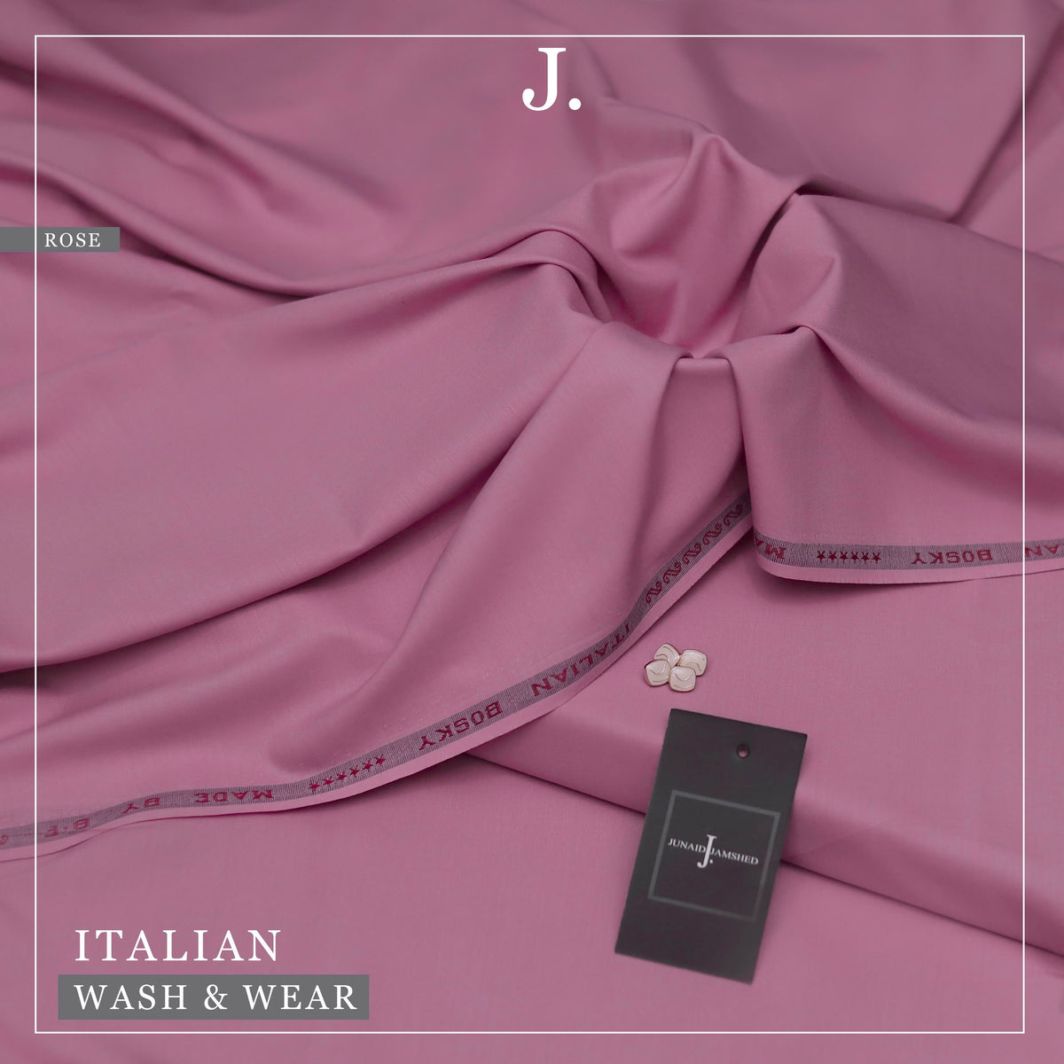 J. Junaid Jamshed Italian Wash & Wear Micro Fiber Boski Unstitched Suit for Men — 4 Metre Premium Fabric With Color variations